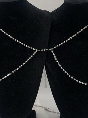 Rhinestone Body Chain Harness - Silver